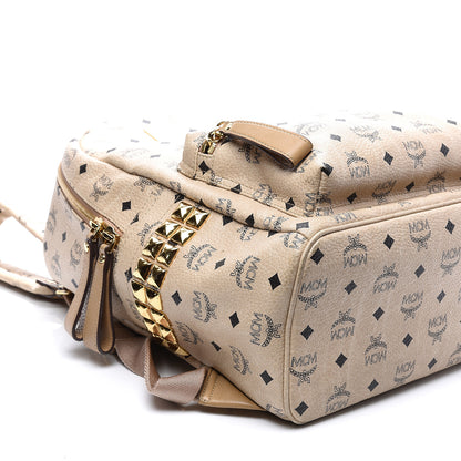 MCM Visetos Medium Side Studs Stark Backpack Beige 6 of 13