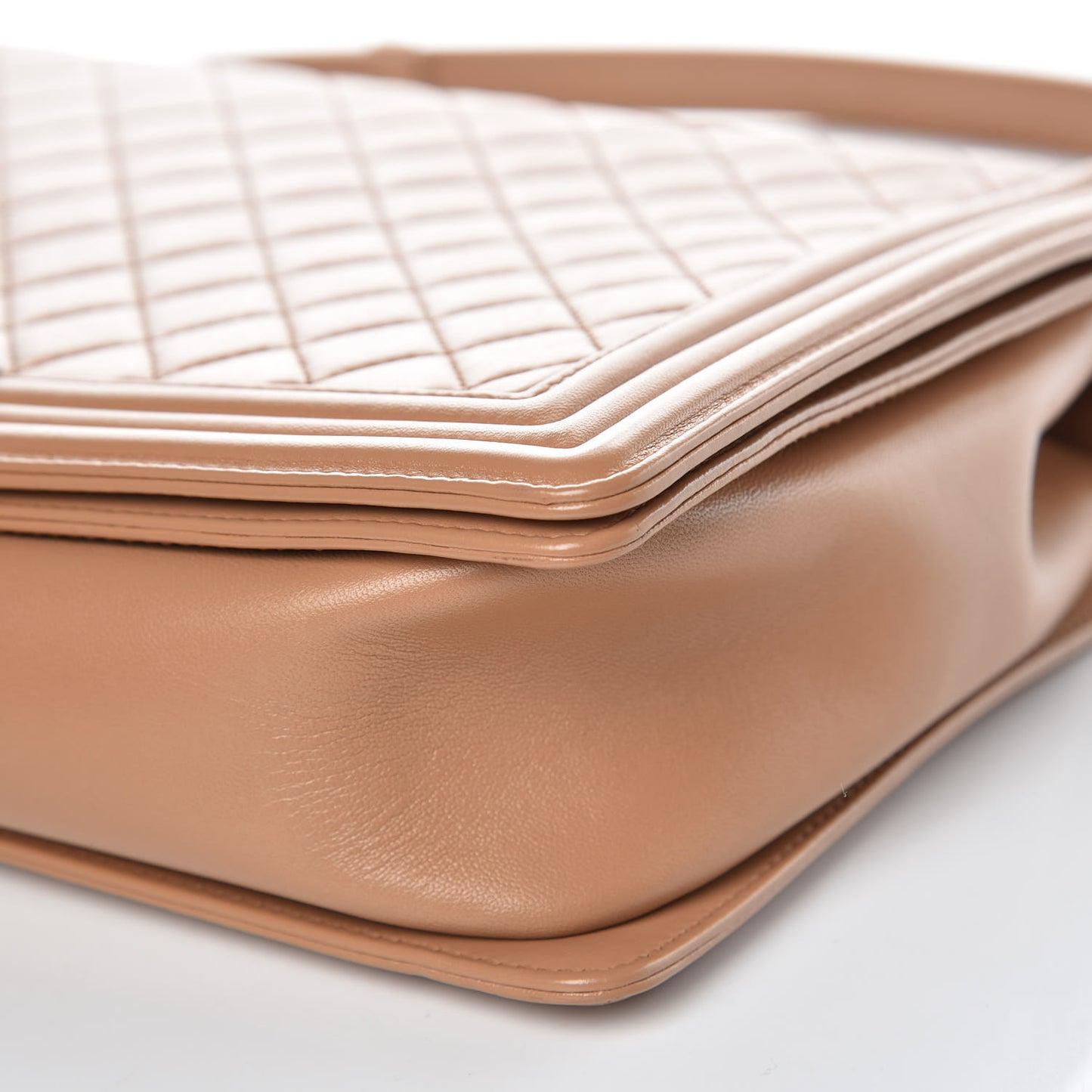 Lambskin Quilted Large Boy Flap Dark Beige