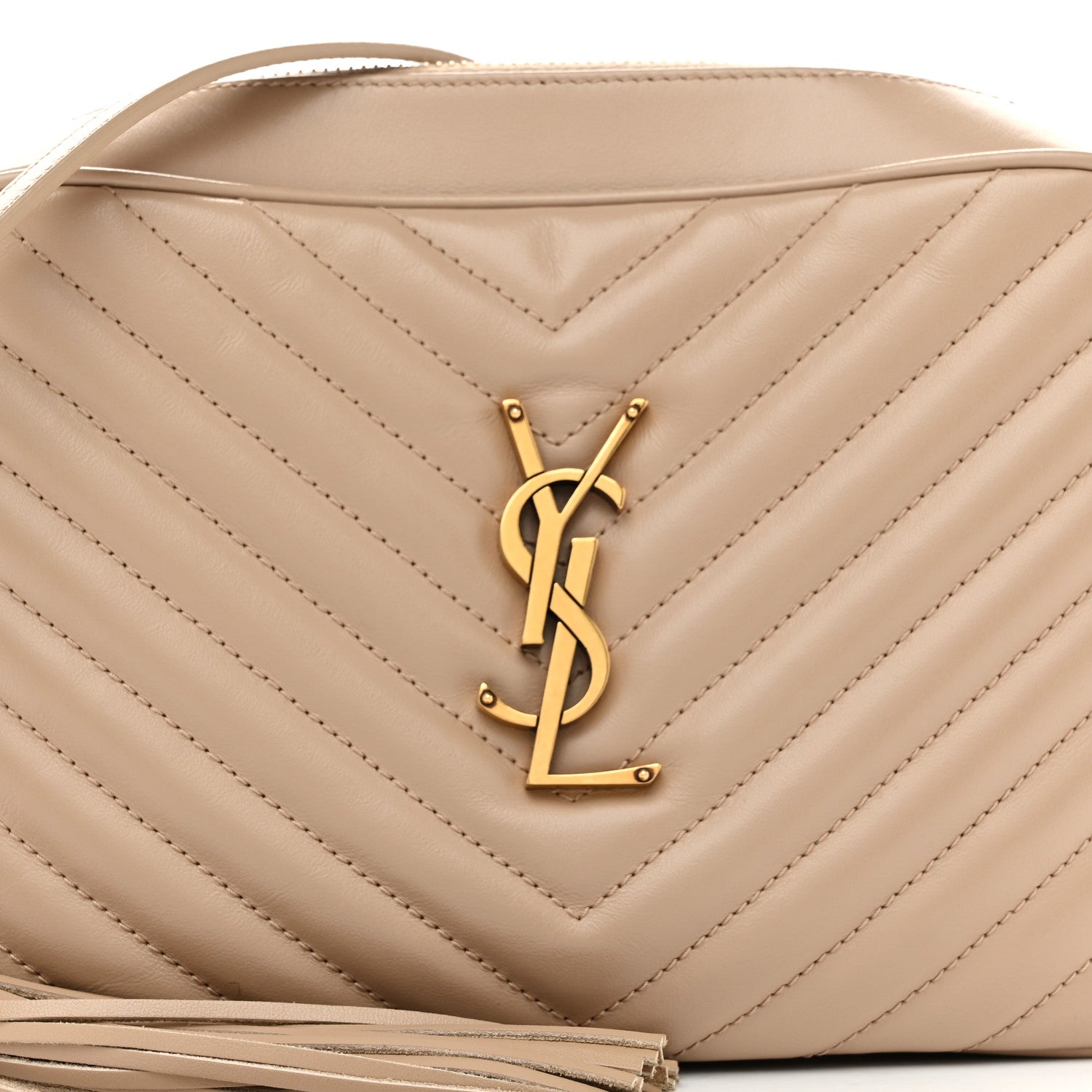 Saint Laurent Calfskin Matelasse Monogram Lou Camera Bag Dark Beige 8 of 10