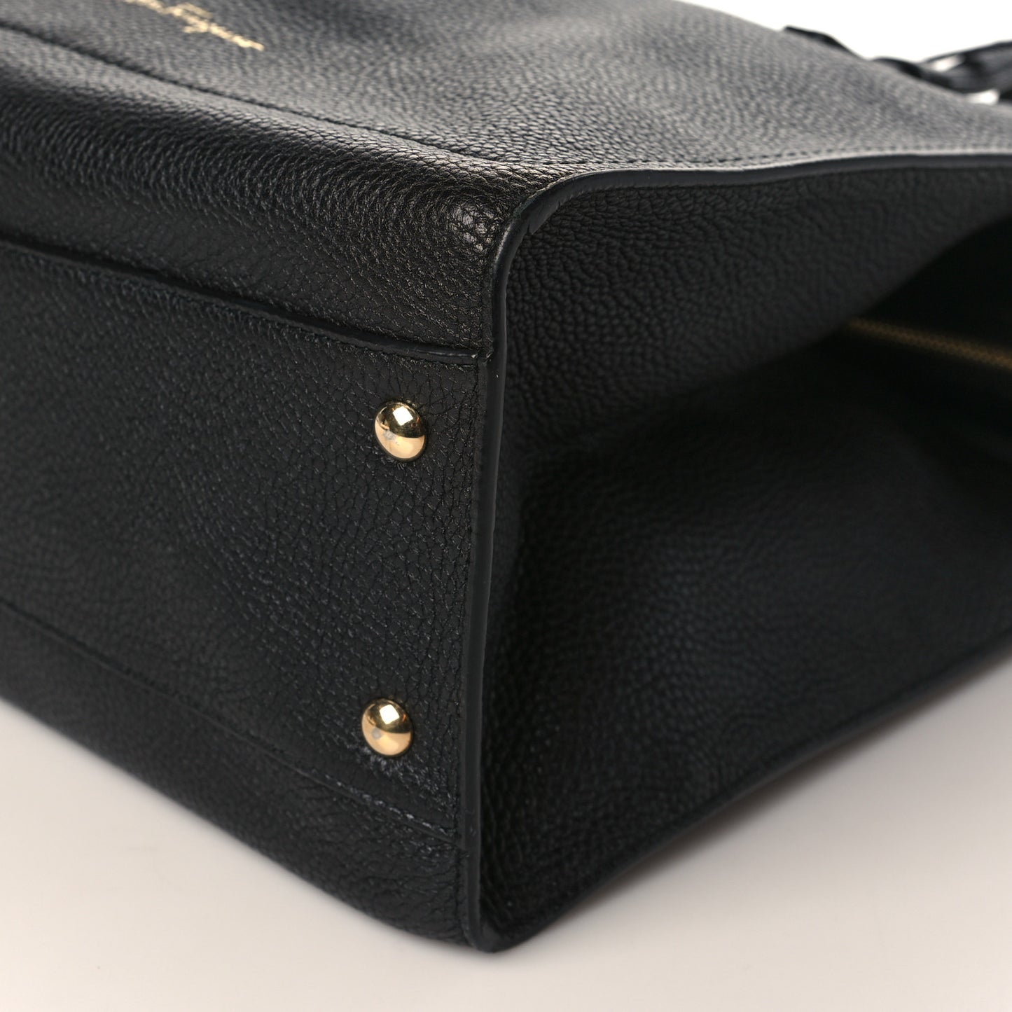 Hammered Calfskin Double Handle Small Amy Tote Black