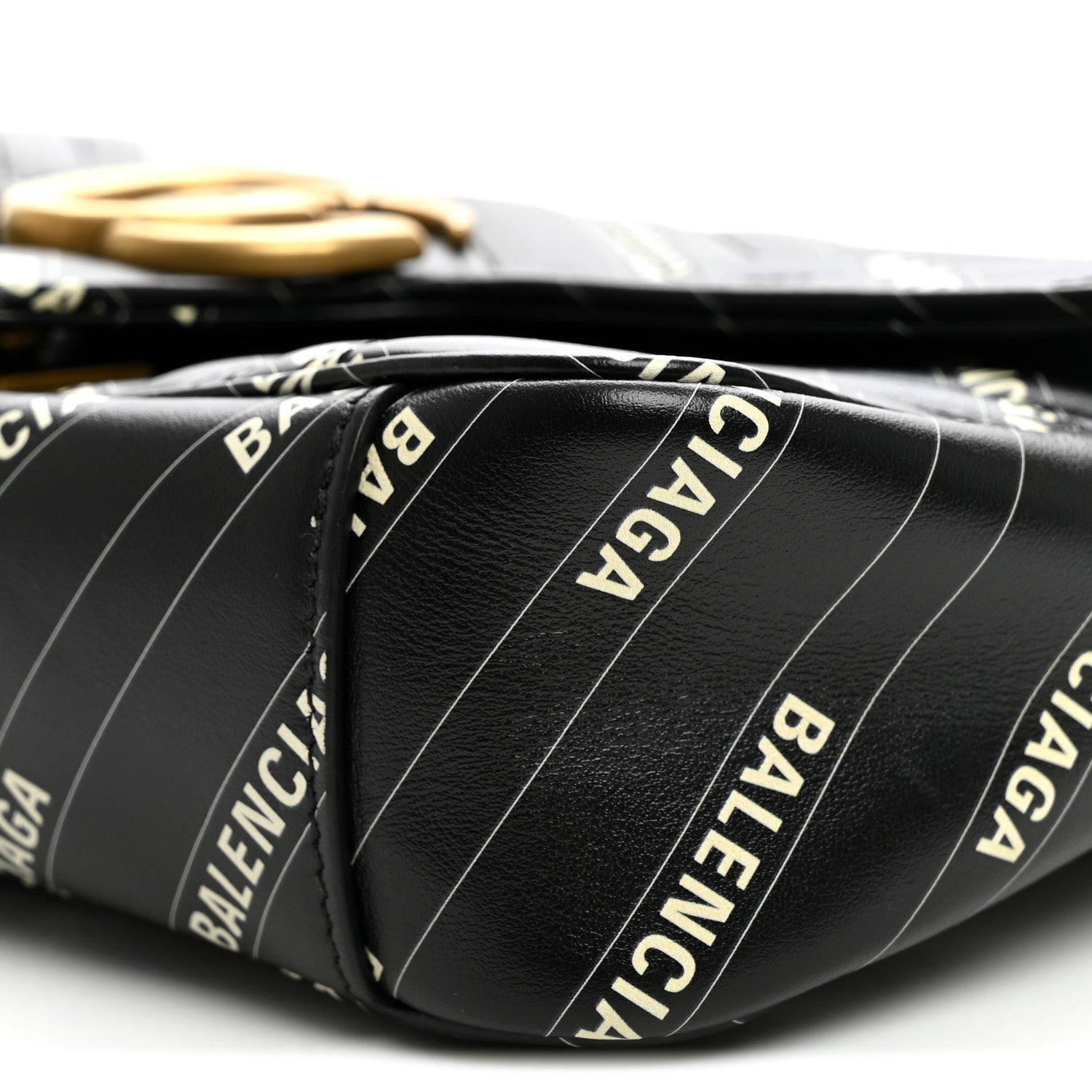 Gucci X BALENCIAGA Calfskin Matelasse Logo Print Small GG Marmont Shoulder Bag Black 10 of 10