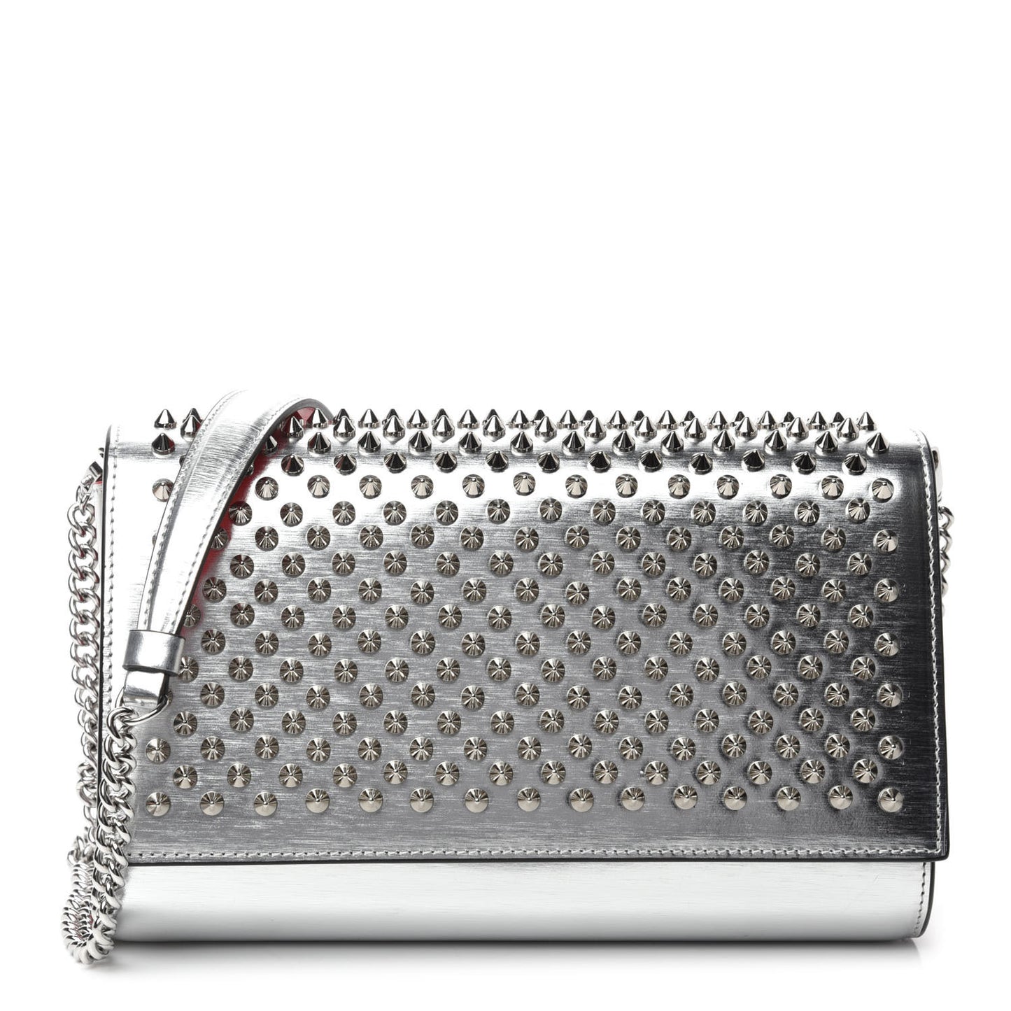 Metallic Calfskin Spikes Multimetal Paloma Clutch Silver