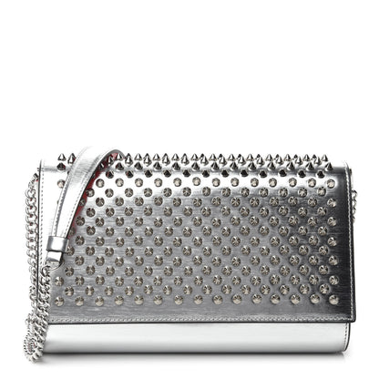 Christian Louboutin Metallic Calfskin Spikes Multimetal Paloma Clutch Silver 1 of 10
