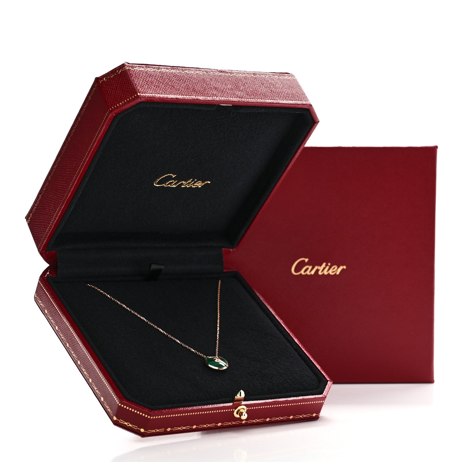 Cartier 18K Pink Gold Diamond Malachite XS Amulette de Cartier Pendant Necklace 6 of 6