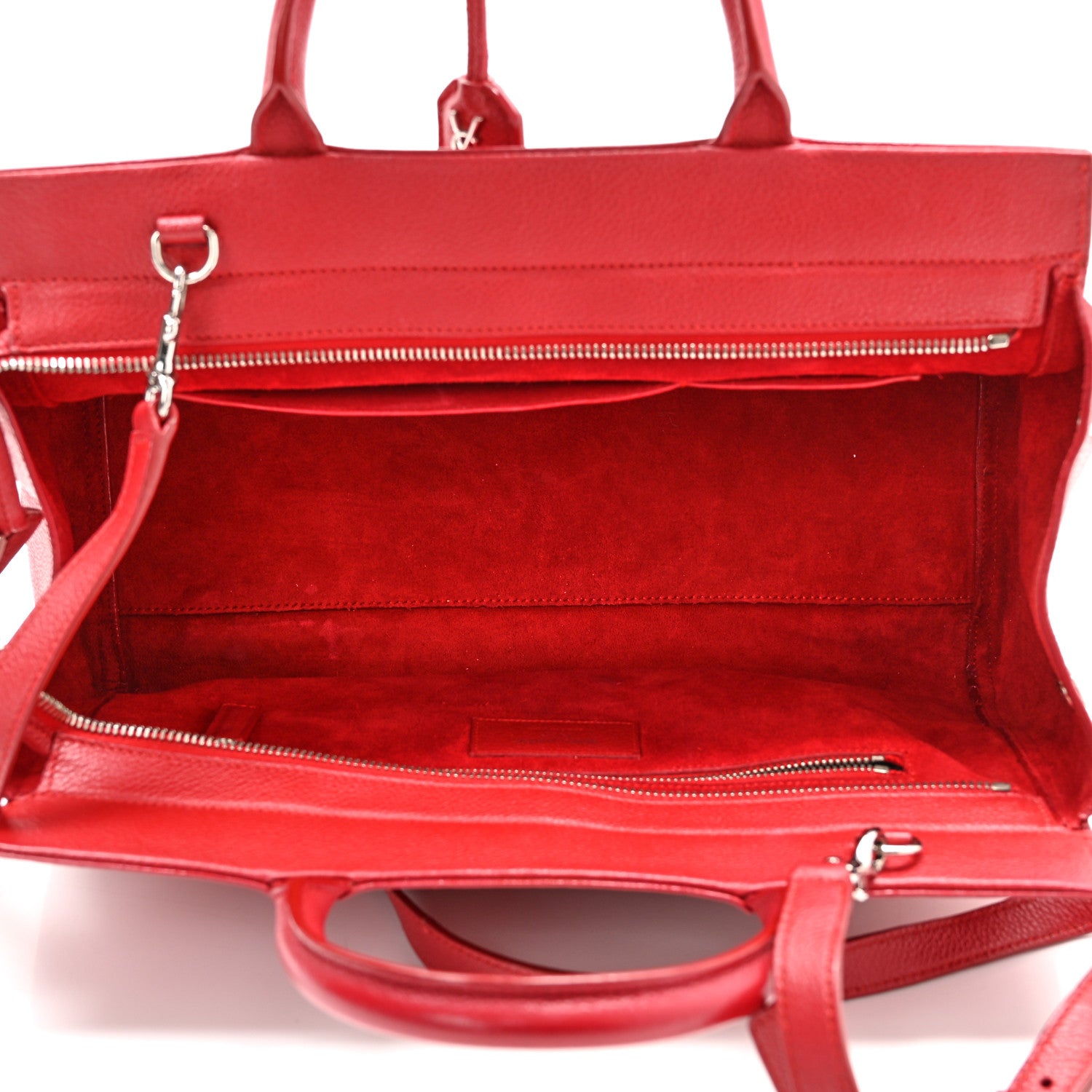 Saint Laurent Grained Calfskin Small Cabas Rive Gauche Red 5 of 14