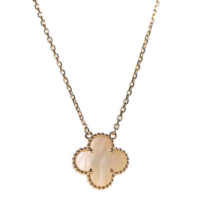 Van Cleef & Arpels 18K Yellow Gold Mother of Pearl Vintage Alhambra Pendant Necklace 4 of 7