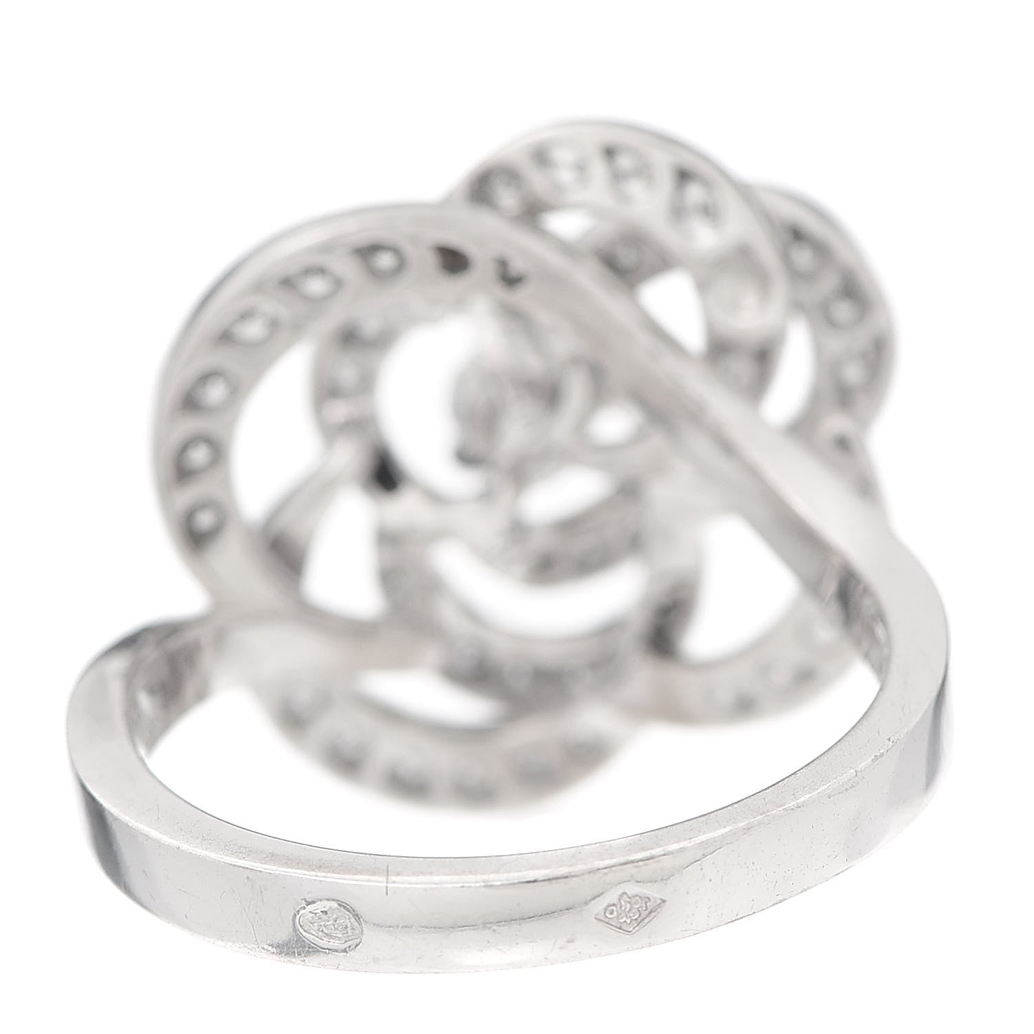 Chanel 18K White Gold Diamond Fil de Camelie Ring 55 7.25 3 of 5