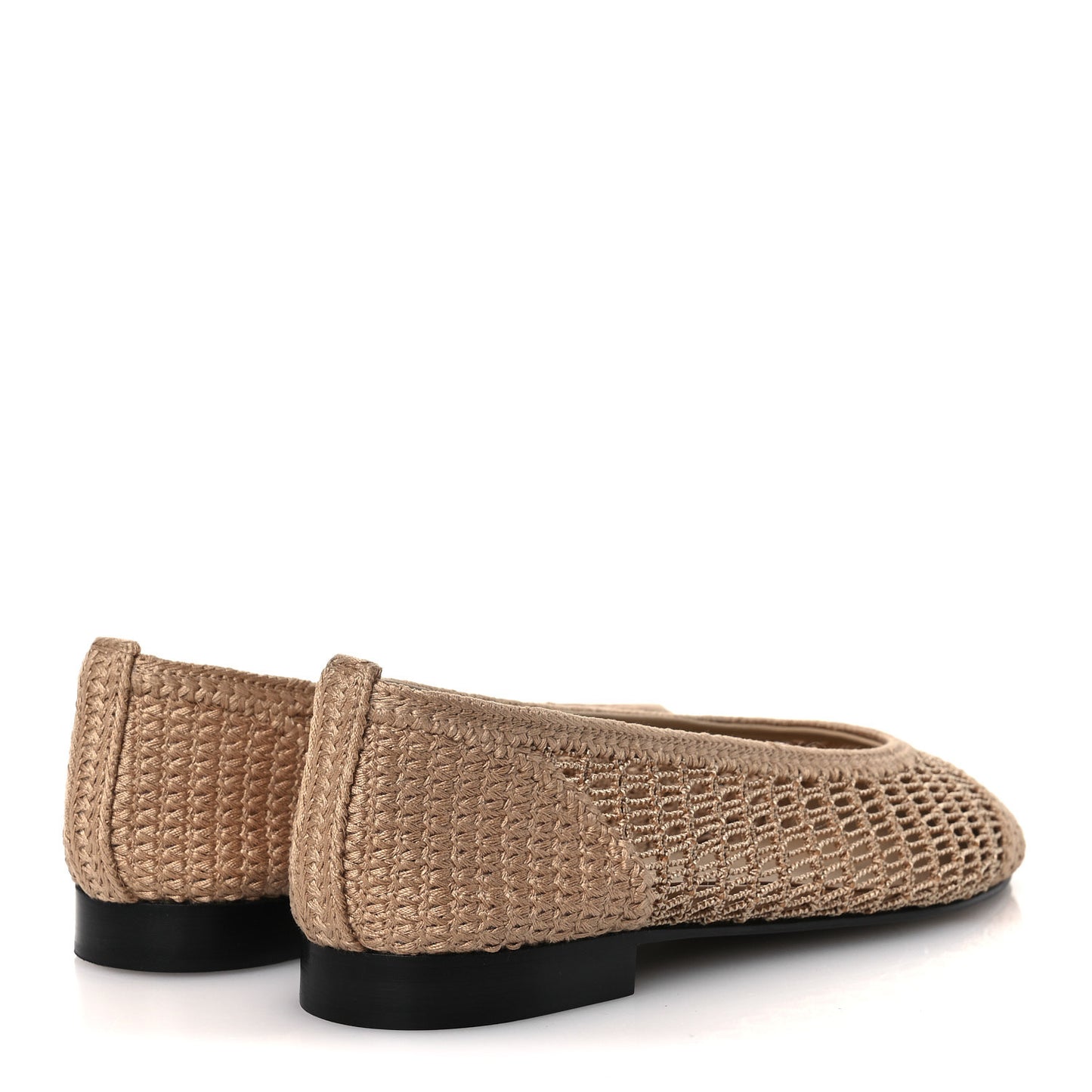 Raffia Cap Toe Ballerina Flats 36 Beige