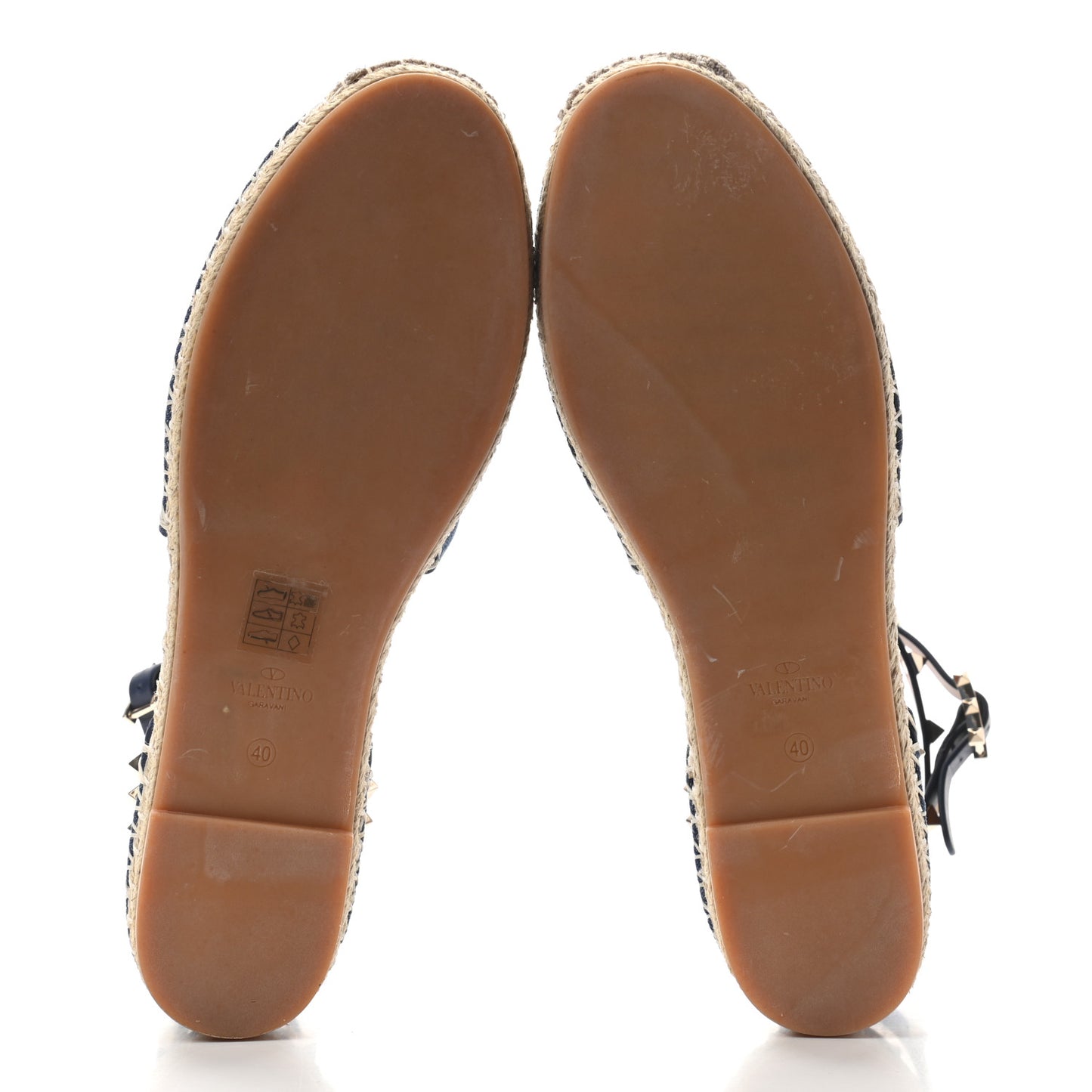 Denim Rockstud Ankle Wrap Espadrille 20mm Flats 40 Light Denim