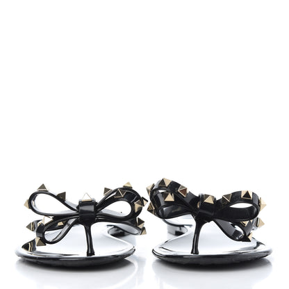 Valentino Garavani PVC Jelly Rockstud Bow Thong Sandals 38 Black 2 of 13