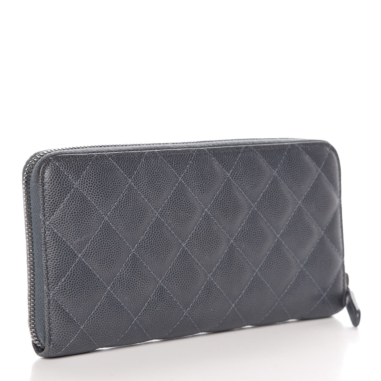Chanel Caviar Quilted Large Gusset Zip Around Wallet Grey 3 of 13