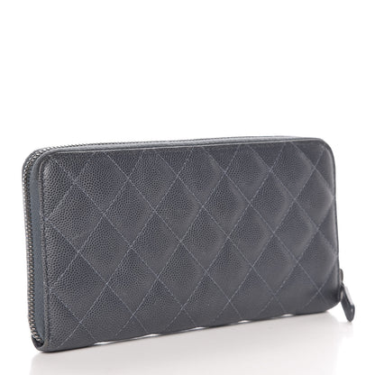 Chanel Caviar Quilted Large Gusset Zip Around Wallet Grey 3 of 13