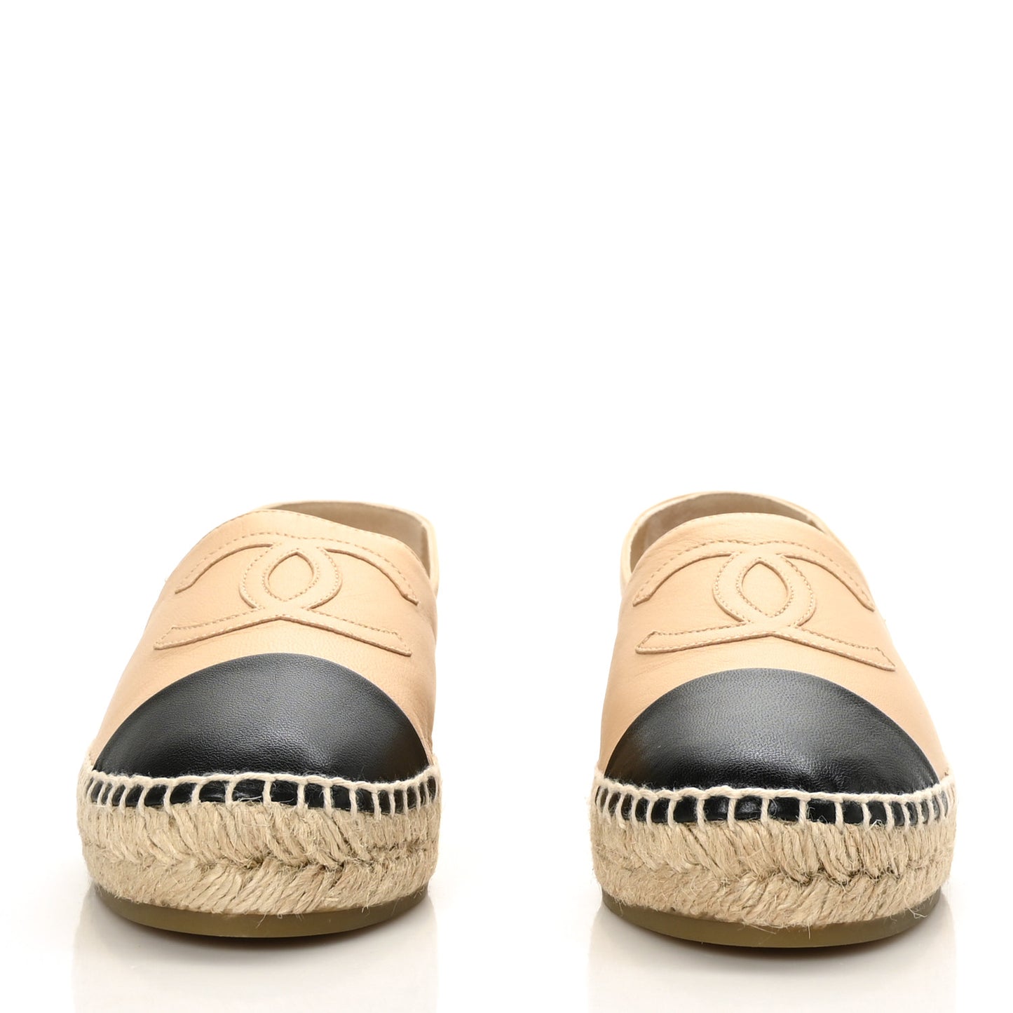 Lambskin CC Espadrilles 37 Beige Black