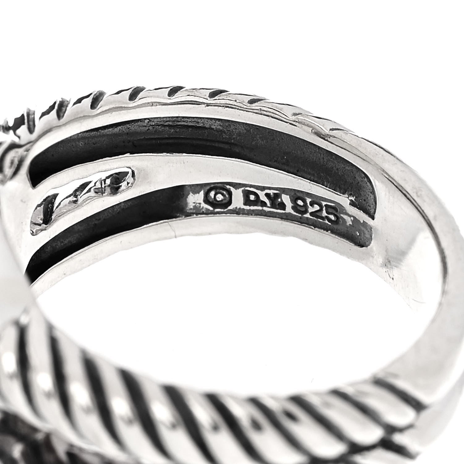 David Yurman Sterling Silver Diamond Prasiolite 11mm Albion Ring 55 7.25 5 of 5