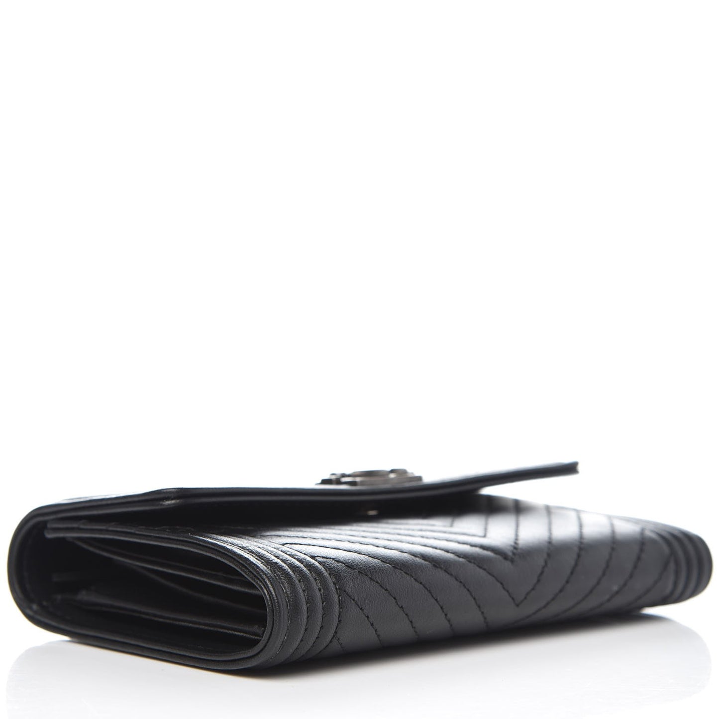 Calfskin Chevron Quilted Medium Boy Flap Wallet Black