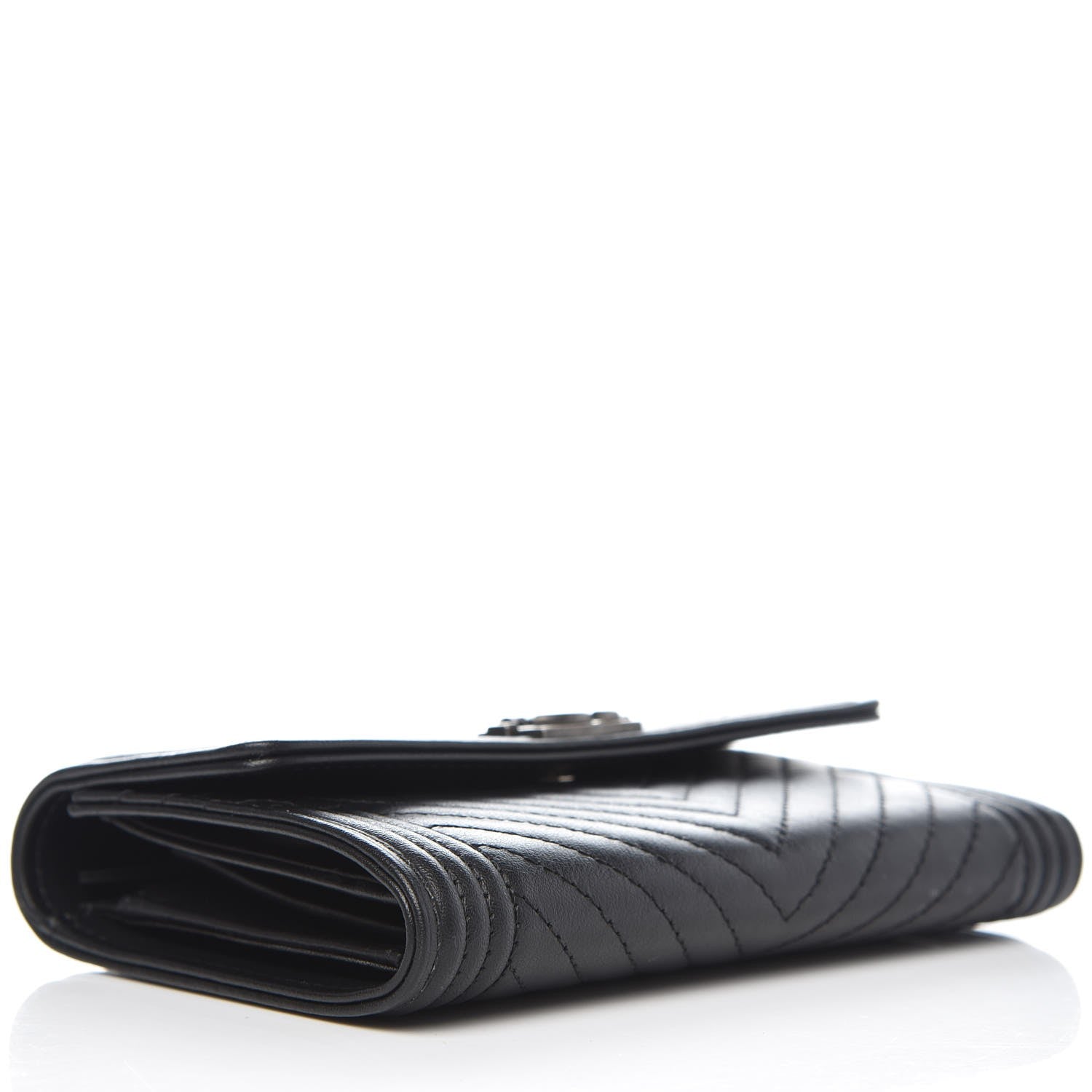 Chanel Calfskin Chevron Quilted Medium Boy Flap Wallet Black 4 of 8