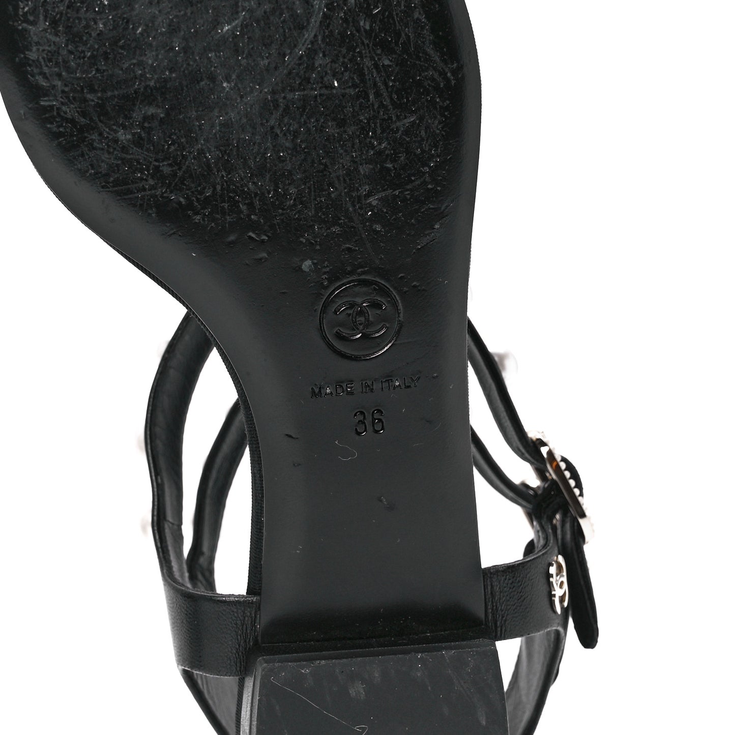 Calfskin Grosgrain Pearl Thong Sandals 36 Black