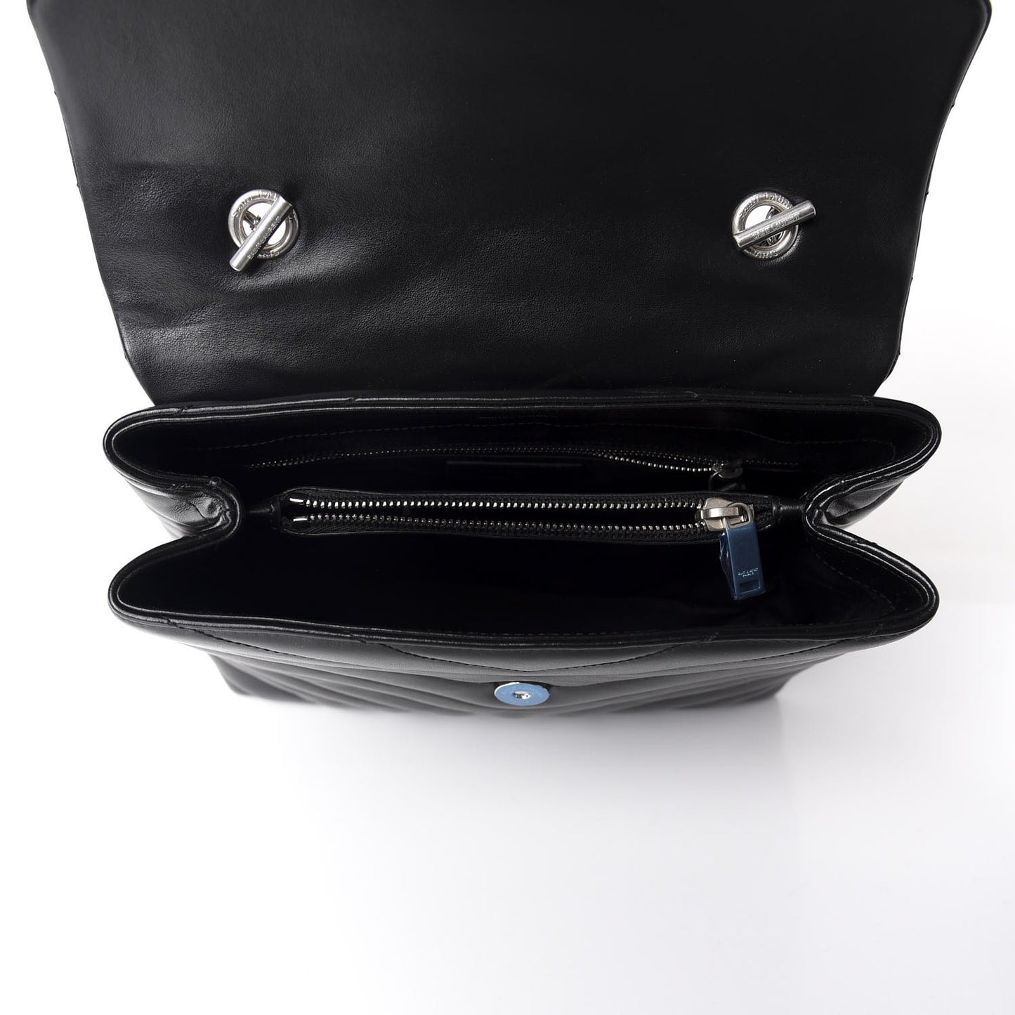 Calfskin Y Quilted Monogram Medium Loulou Satchel Black