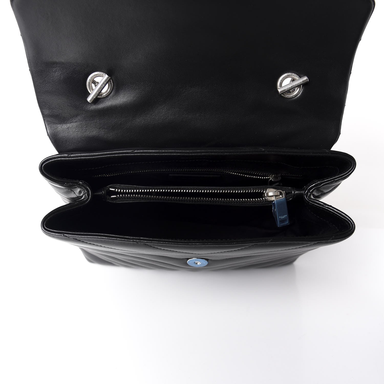 Saint Laurent Calfskin Y Quilted Monogram Medium Loulou Satchel Black 4 of 10