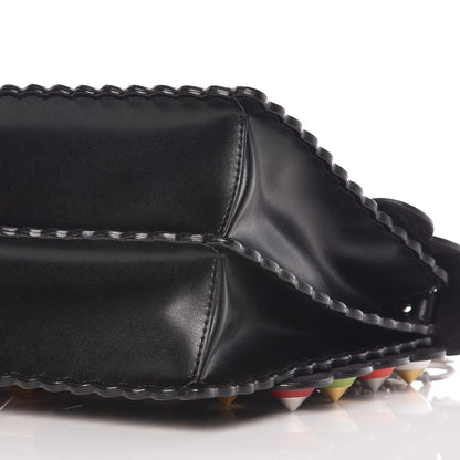 Fendi Vitello Liberty Scalloped Spike Studded Kan I Shoulder Bag Black Multicolor 7 of 10