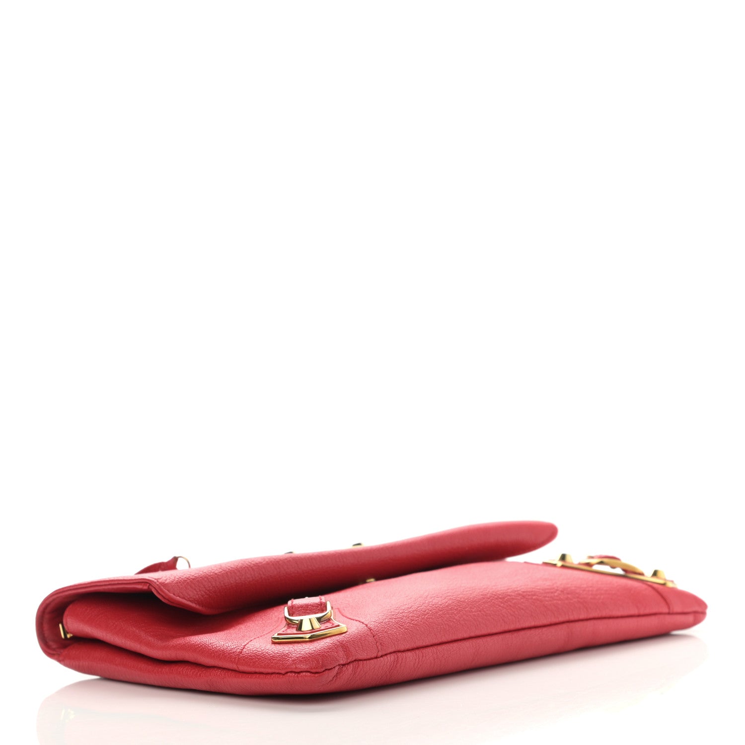 Balenciaga Chevre Gold Metallic Edge Hardware Envelope Clutch Rouge Grenade 4 of 10