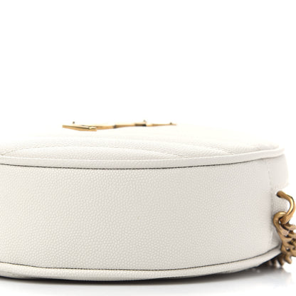 Saint Laurent Grain De Poudre Matelasse Chevron Quilted Round Vinyle Camera Bag Crema Soft 8 of 8
