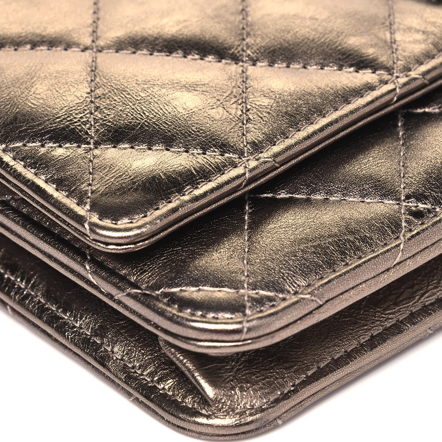 Chanel Metallic Aged Calfskin Quilted Reissue Wallet On Chain WOC Bronze 8 of 9