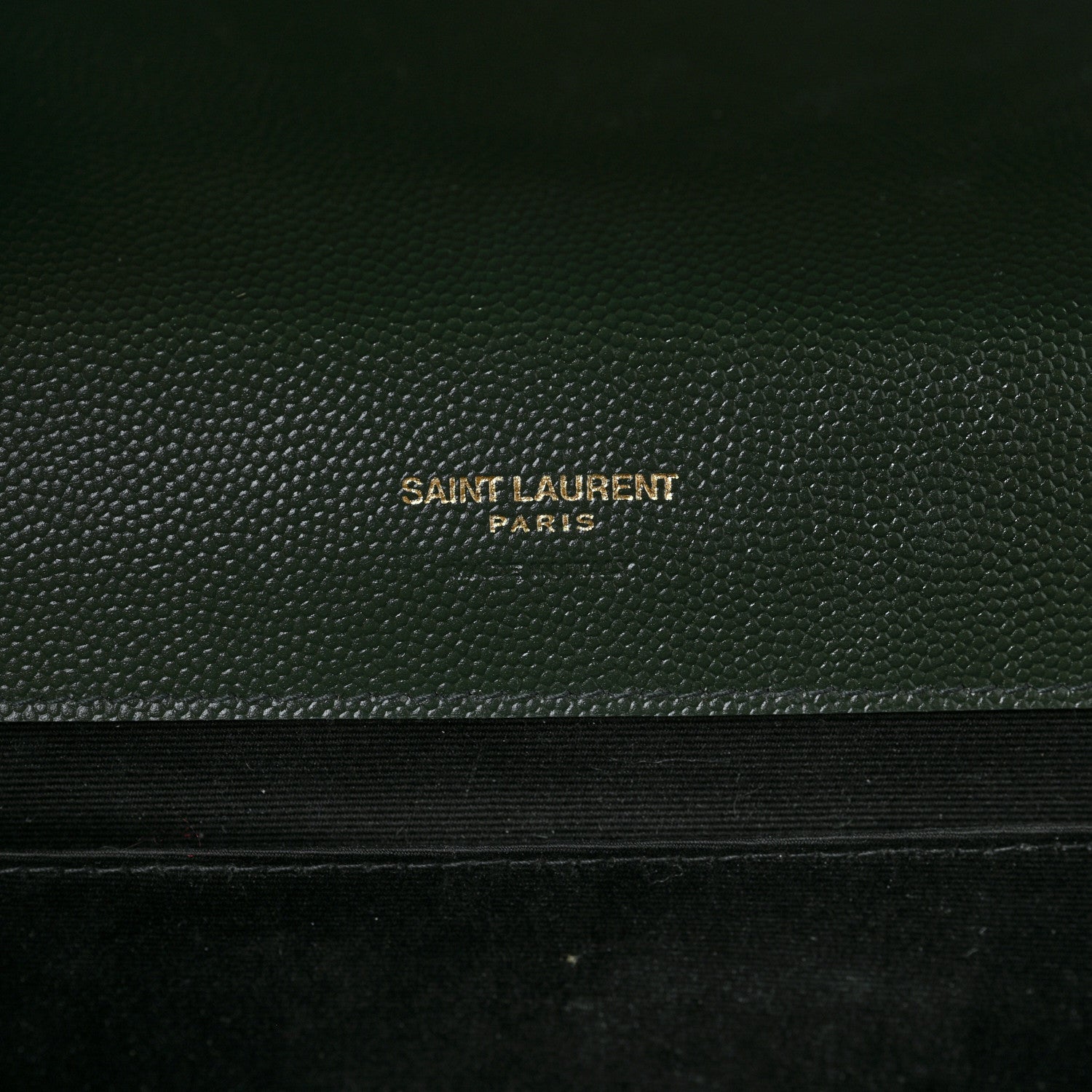 Saint Laurent Grain De Poudre Textured Mixed Matelasse Triquilt Monogram Clutch Vert Fonce 6 of 9