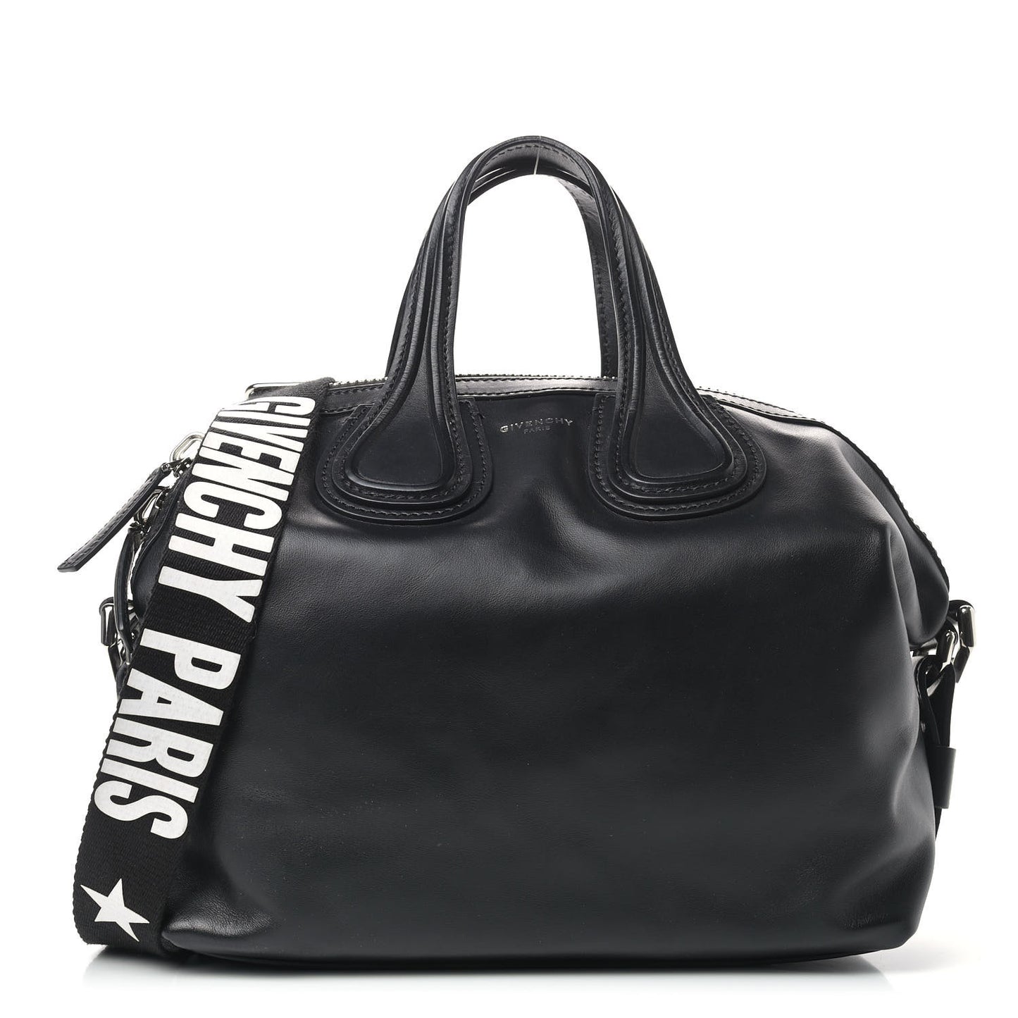 Waxed Calfskin Small Nightingale Logo Strap Black