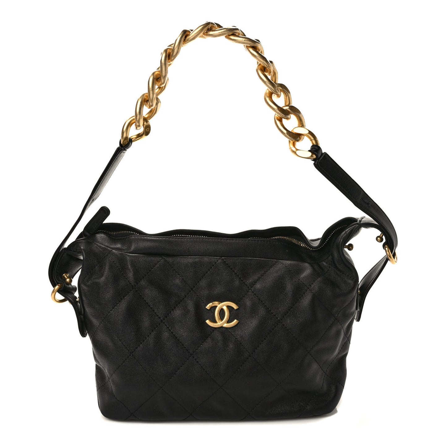 Calfskin Quilted Daily Hobo Black