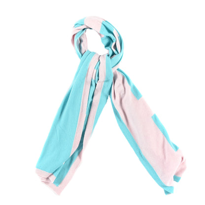 Chanel Cashmere CC Scarf Pink Blue 1 of 3