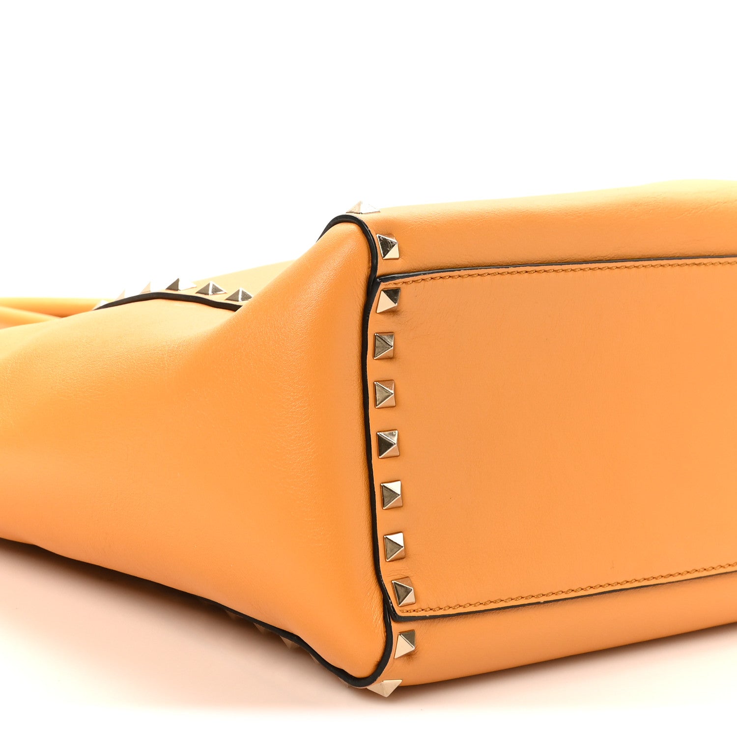 Valentino Garavani Vitello Small Rockstud Double Handle Tote Mandarin Sorbet 8 of 10