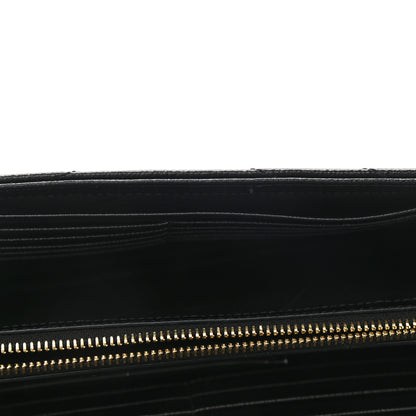 Saint Laurent Grain De Poudre Matelasse Chevron Monogram Chain Wallet Black 10 of 10