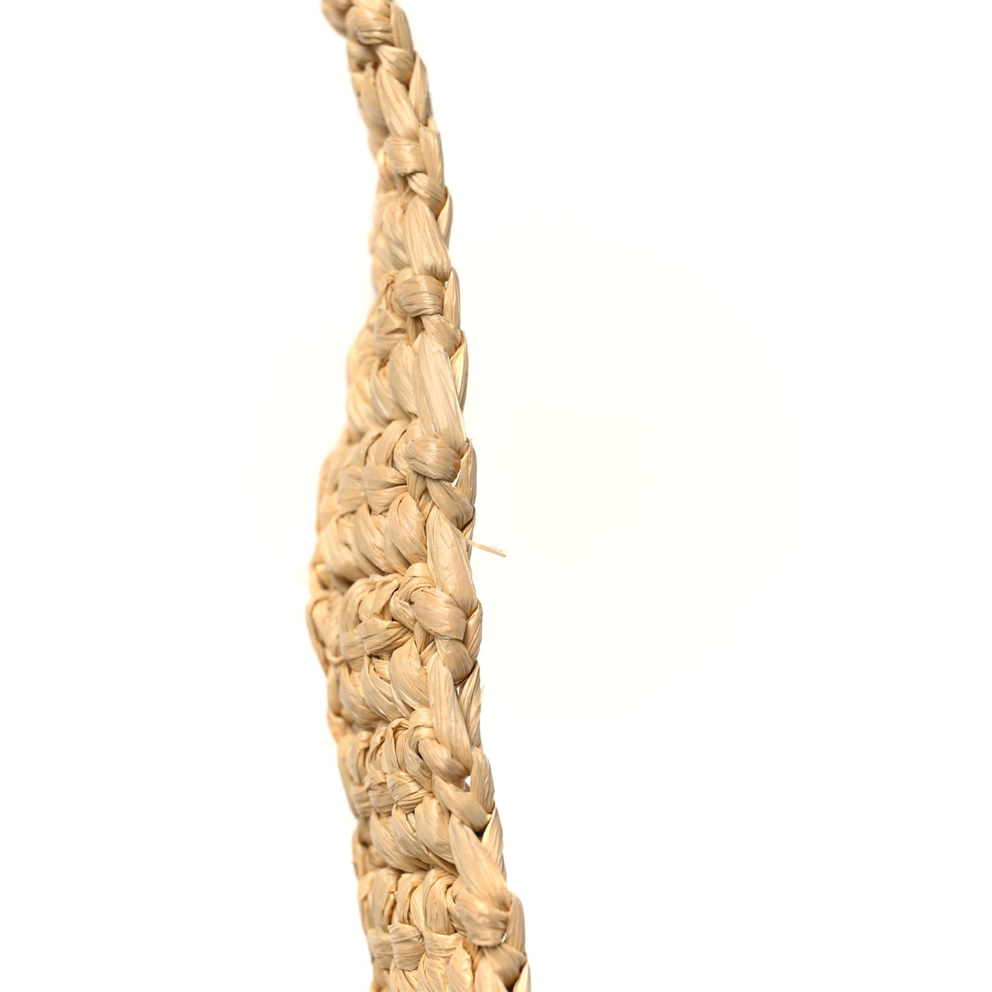 Yarn Raffia Effect Crochet Logo Embroidered Tote Bag Naturale