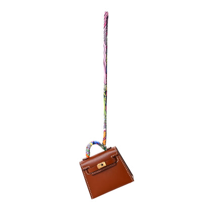 Hermes Tadelakt Mini Kelly Twilly Bag Charm Fauve 1 of 6