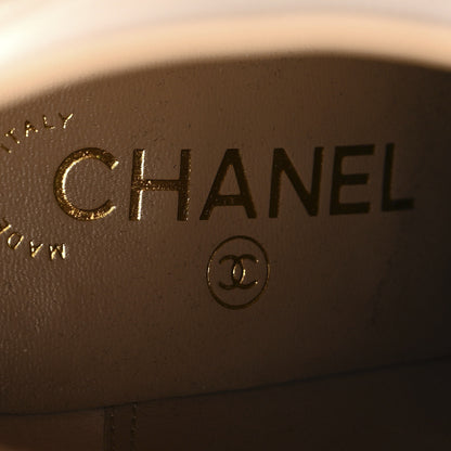 Chanel Lambskin Cap Toe Open Wedge Ankle Boots 38.5 Beige Black 9 of 10