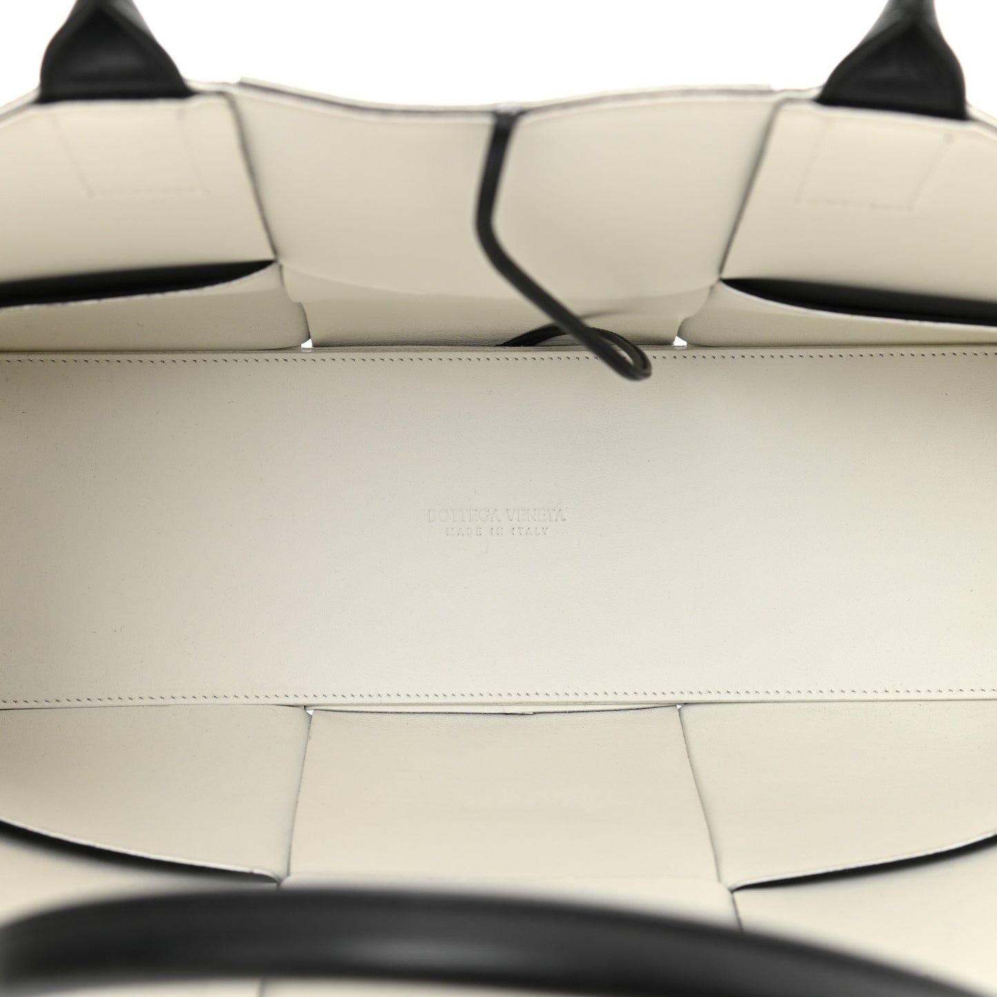 Nappa Maxi Intrecciato Arco Tote Black White
