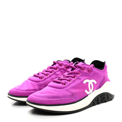 Chanel Lycra Fabric Womens CC Sneakers 36 Dark Pink 3 of 12