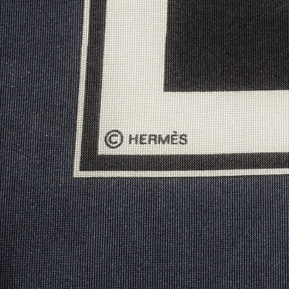 Hermes Silk Jersey Ex Libris Scarf 90 Navy Bleu 4 of 6