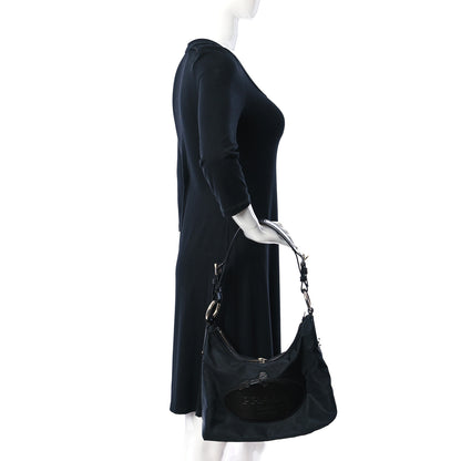 Prada Tessuto Nylon Calfskin Logo Shoulder Bag Black 3 of 18