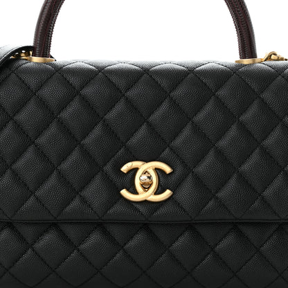 Chanel Caviar Lizard Quilted Small Coco Handle Flap Black 9 of 12
