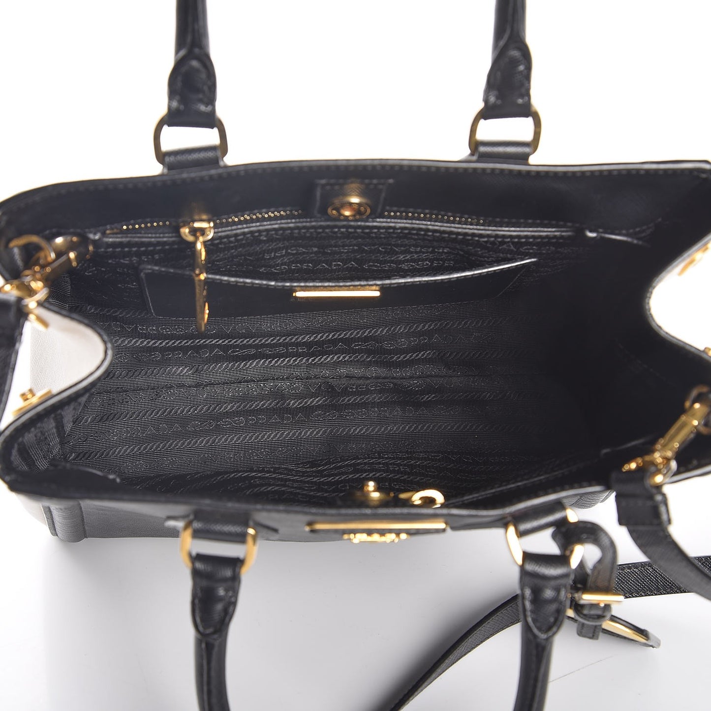 Saffiano Lux Medium Bi-Color Tote Black Talco