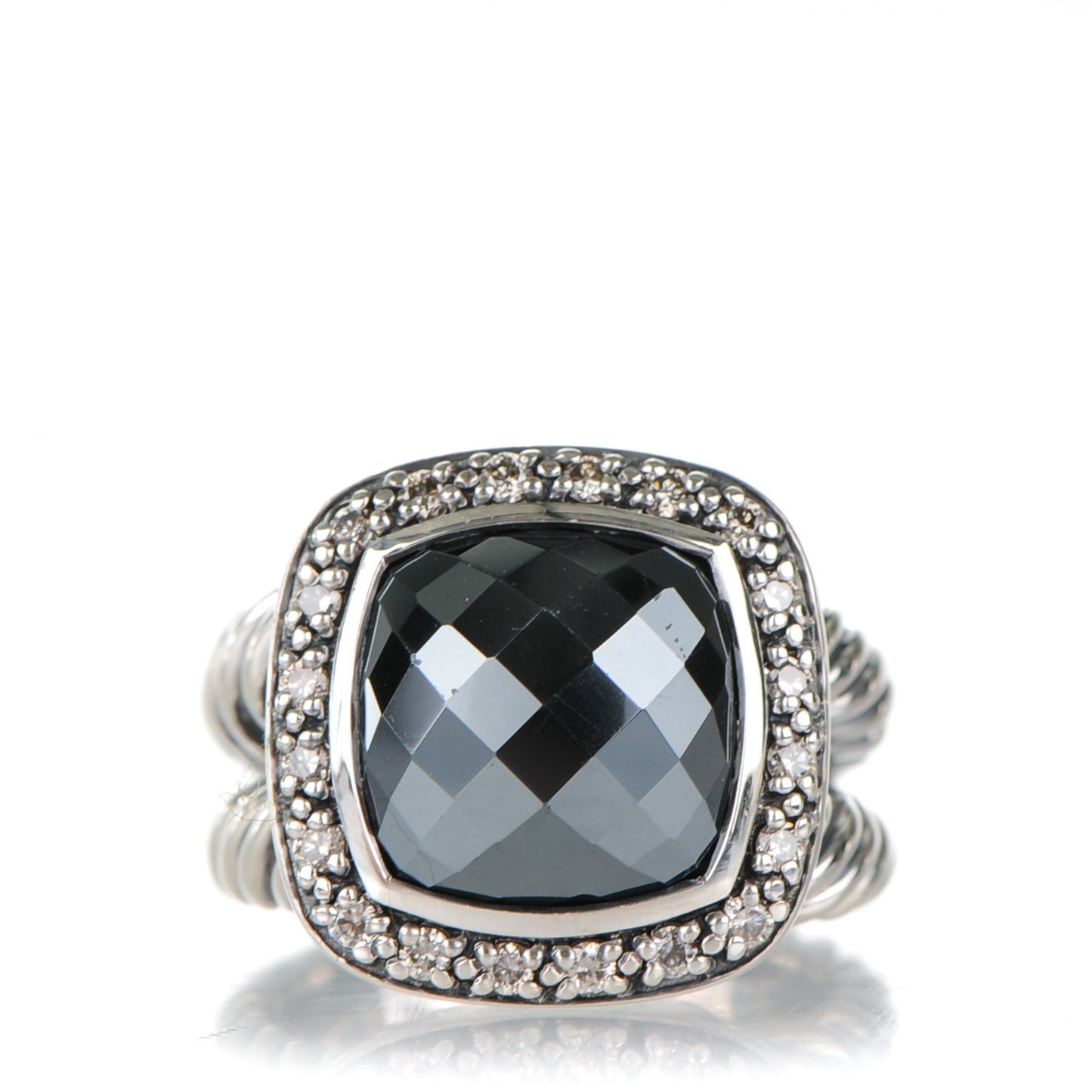Sterling Silver Diamond Hematite 11mm Albion Ring 50 5.25