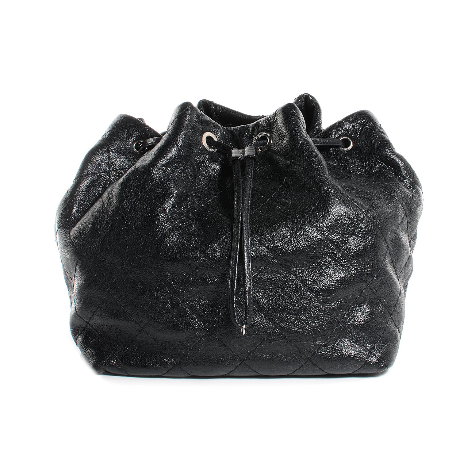 Chanel Glazed Calfskin On The Road Drawstring Tote Black 1 of 7