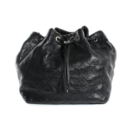 Chanel Glazed Calfskin On The Road Drawstring Tote Black 1 of 7