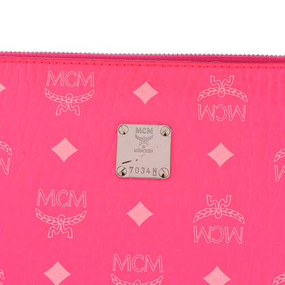 MCM Visetos Wristlet Zip Pouch Neon Pink 8 of 8