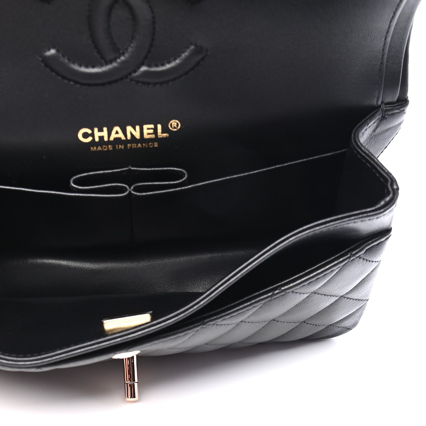 Lambskin Quilted Small Double Flap Black