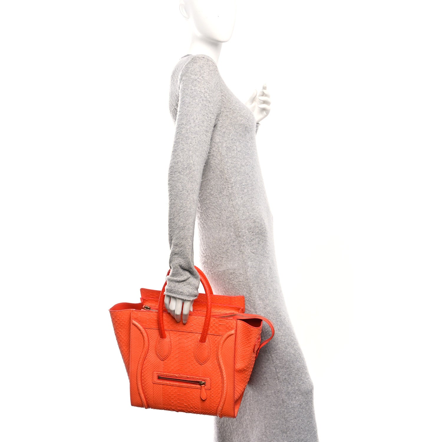 Celine Snakeskin Mini Luggage Orange 1838239 – FASHIONPHILE