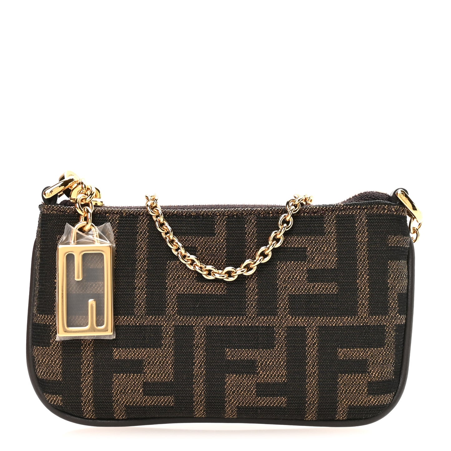 Fabric Jacquard FF 1974 Baguette Mini Pouch Tobacco Moro Sand