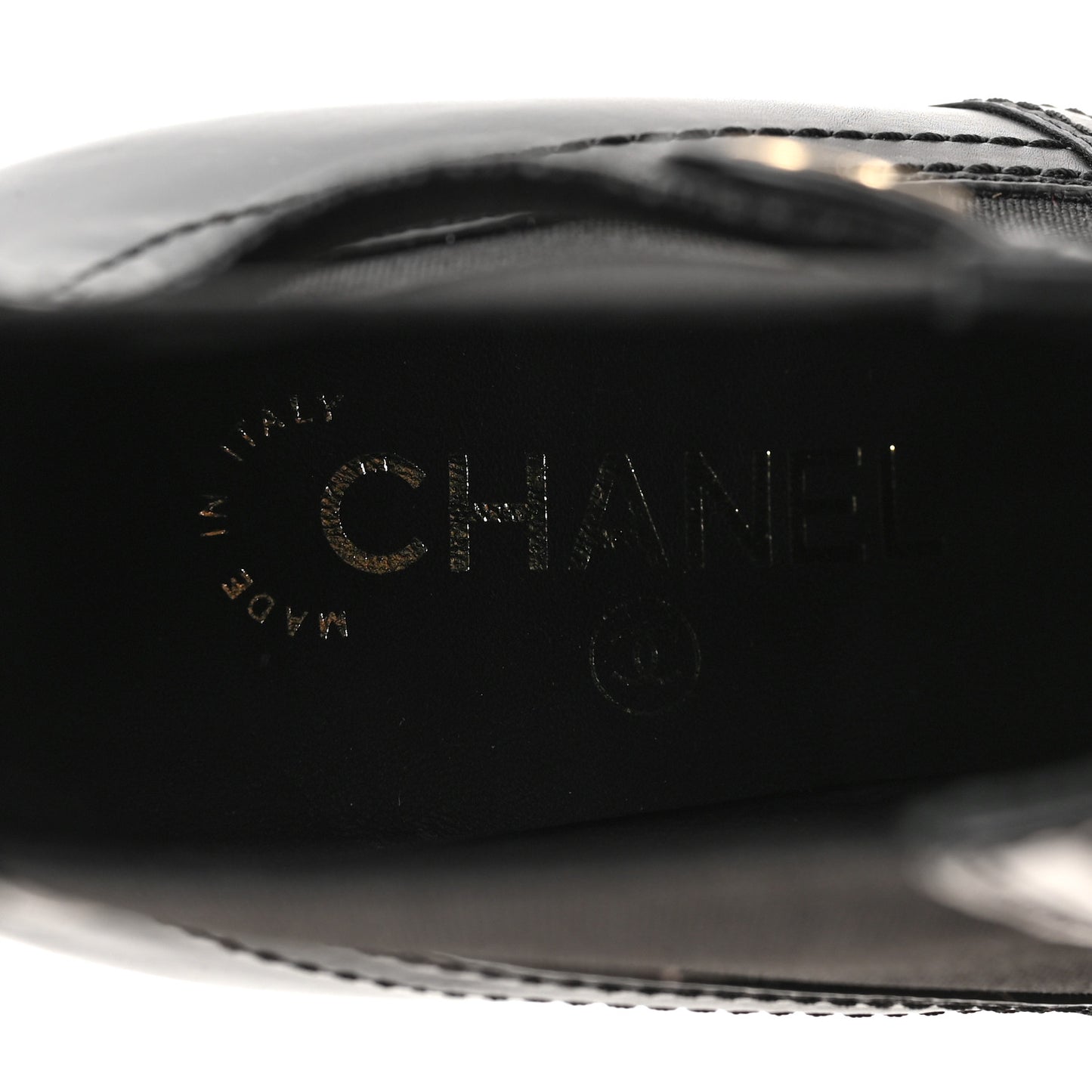 Calfskin Patent Cap Toe Short Boots 36.5 Black